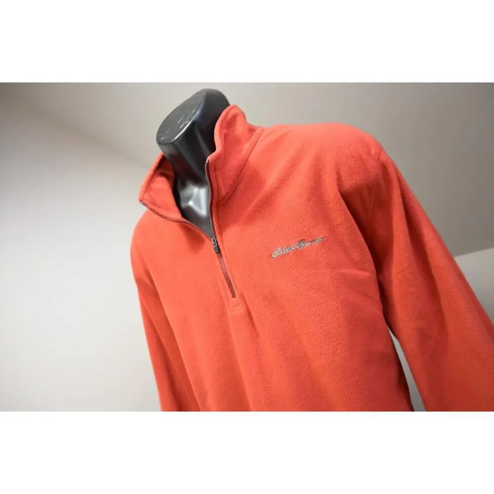 Eddie Bauer Camp Sweater 1/4 Zip Fleece Pullover‎ Orange Mens Size 2XL XXL - Picture 2 of 10